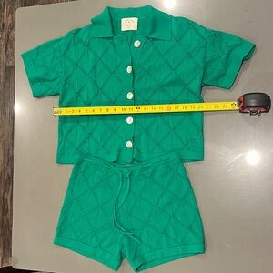 Electric & Rose Teal Knit Top & Short Set